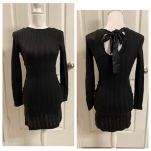 Band of the Free Black Mini Sweater Dress Back Bow Detail Size XS